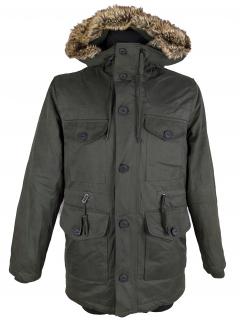 Pánská khaki zimní parka s kapucí ZARA Man S