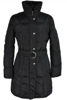 Péřový dámský černý kabát s páskem TAIFUN M/L
