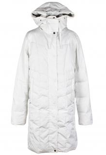 Péřový dámský dlouhý bílý prošívaný kabát s kapucí Elan XXL