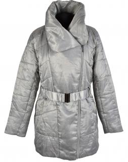 Péřový dámský šedý kabát s páskem Quiosque 42