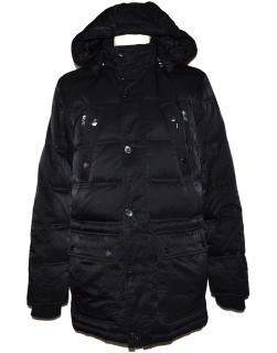Péřový pánský černý kabát s kapucí ZARA S