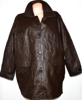 VELKÝ KOŽENÝ dámský hnědý kabát s teplou vložkou 3XL+