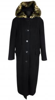 Vlněný (100%) dámský černý kabát s kapucí ELWE  44*