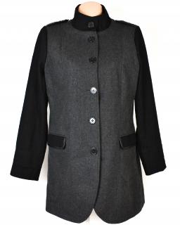 Vlněný (36%) dámský šedočerný kabát Store 21 XL