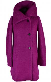 Vlněný (45%) dámský růžový kabát Emma Marella 10/36