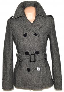Vlněný (50%) dámský černobílý kabát s páskem GATE 40