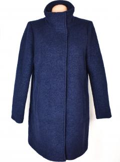 Vlněný (50%) dámský modrý kabát na zip Reserved 42