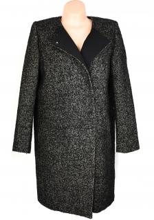 Vlněný (50%) dámský šedočerný kabát na zip H&M 42