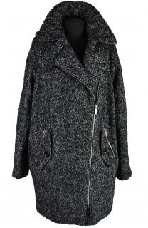 Vlněný (55%) dámský šedočerný kabát - křivák  Lindex M