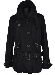 Vlněný (60%) dámský černý kabát s páskem Authentic Luxury Yessica 40