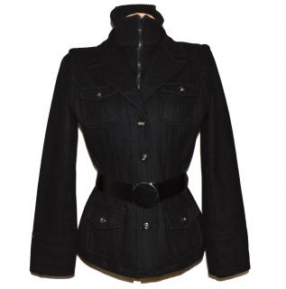 Vlněný (60%) dámský černý kabát s páskem ZARA L