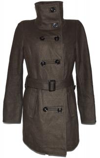 Vlněný (60%) dámský hnědý kabát s páskem C&A - YESSICA S