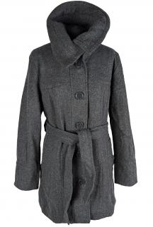 Vlněný (60%) dámský šedý kabát s páskem H&M 44