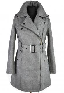 Vlněný (60%) dámský šedý kabát s páskem Liv Collection S/M