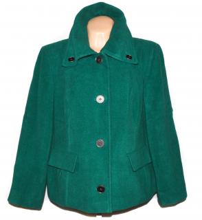 Vlněný (60%) dámský smaragdový kabát Marks&Spencer XXXL