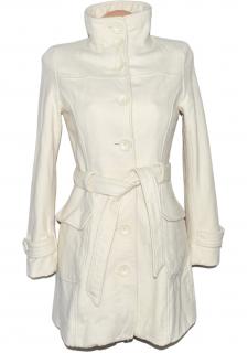 Vlněný (61%) dámský bílý kabát s páskem ORSAY 38