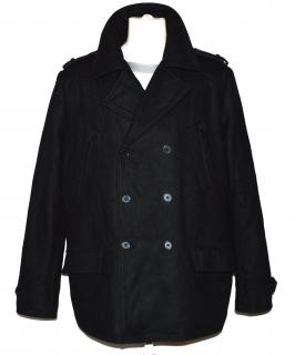 Vlněný (63%) pánský černý zateplený kabát CELIO XL