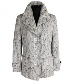 Vlněný (66%) dámský šedý kabátek ANDREA MARTINY M*