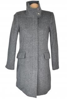 Vlněný (67%) dámský šedý kabát na zip Mango S