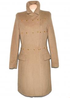 Vlněný (70%) dámský béžový kabát se zlatým zdobením MAXIMA (vlna, kašmír) 40