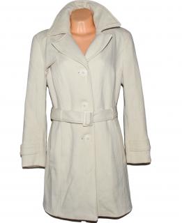 Vlněný (70%) dámský bílý kabát s páskem C&A 18/44