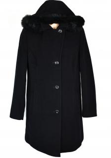Vlněný (70%) dámský černý kabát s kapucí Odema (vlna, kašmír) 48
