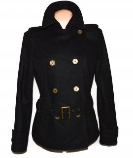 Vlněný (70%) dámský černý kabát s páskem Lindex 40