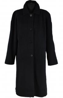 Vlněný (70%) dámský dlouhý černý kabát Prostějov (vlna, kašmír) XL