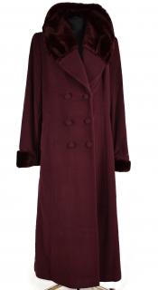 Vlněný (70%) dámský dlouhý vínový kabát S Mode (vlna, kašmír) L