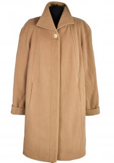 Vlněný (70%) dámský hnědý dlouhý kabát Martin 46