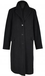 Vlněný (70%) dámský šedočerný dlouhý kabát Odemat (vlna, kašmír) 46