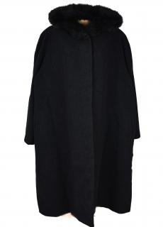 Vlněný (70%) dámský šedočerný kabát (vlna, kašmír) JB XXXXXL+