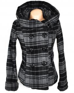 Vlněný (70%) dámský šedočerný kabátek Les Freres S/M