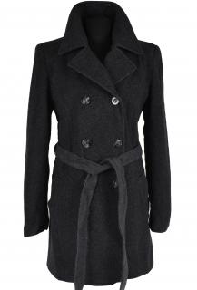 Vlněný (70%) dámský šedý kabát s páskem S Mode (vlna, kašmír) M