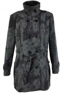Vlněný (70%) dámský šedý kabát s páskem (vlna, kašmír) Wolf Collection XL