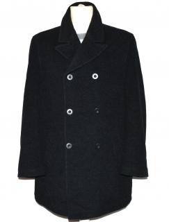 Vlněný (70%) pánský šedočerný kabát KRAS 52