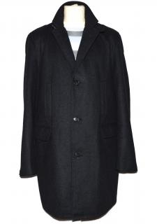 Vlněný (70%) pánský šedočerný kabát Luigi Morini L