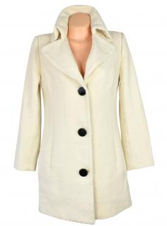 Vlněný (75%) dámský smetanový kabát Mango Suit M