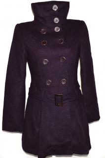 Vlněný (80%) dámský fialový kabát s páskem M/L