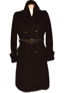 Vlněný (80%) dámský hnědý kabát s páskem NEXT M