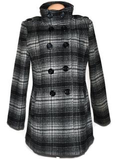 Vlněný (80%) dámský šedočerný kabát De La Creme L