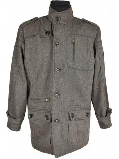 Vlněný (80%) pánský hnědý kabát Lee Cooper L - s cedulkou