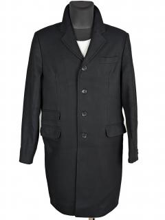 Vlněný (92%) pánský černý kabát (vlna, kašmír) H&M 52