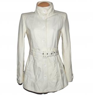Vlněný dámský bílý kabát s páskem Clockhouse M