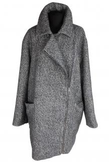Vlněný dámský černobílý kabát na zip křivák BODYFLIRT XL*