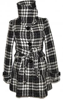 Vlněný dámský černobílý kabát s páskem ORSAY 38, 40