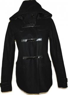 Vlněný dámský černý kabát na pásky CAMAIEU M