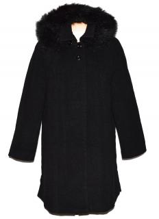 Vlněný dámský černý kabát s kapucí C.Cuba XXL