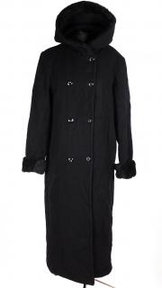 Vlněný dámský černý kabát s kapucí INTER DRAGA L*