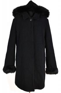 Vlněný dámský černý kabát s kapucí Wesmar 48